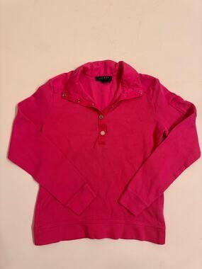 Lauren Ralph Lauren Women's Knit Button Top Pink Size S 100% Cotton